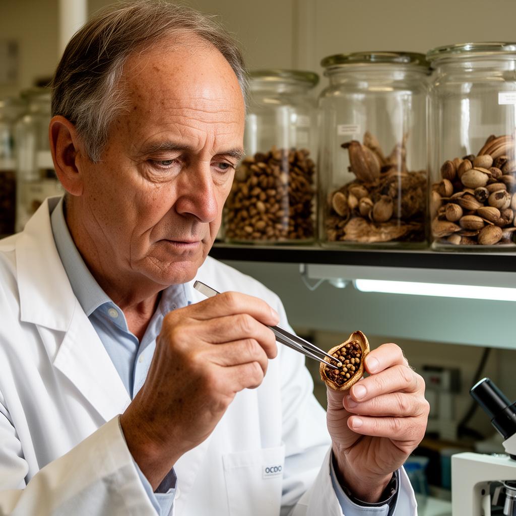 Dr. Lars Schmidt undersøger tropiske frø i laboratoriet